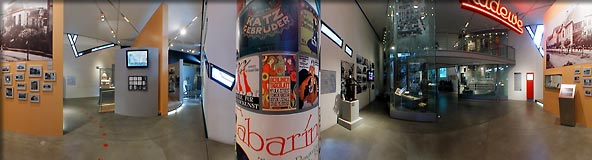 360-Grad Rundbild des Ausstellungsbereichs Handen und Wandel im J&uuml;dischen Museum Berlin